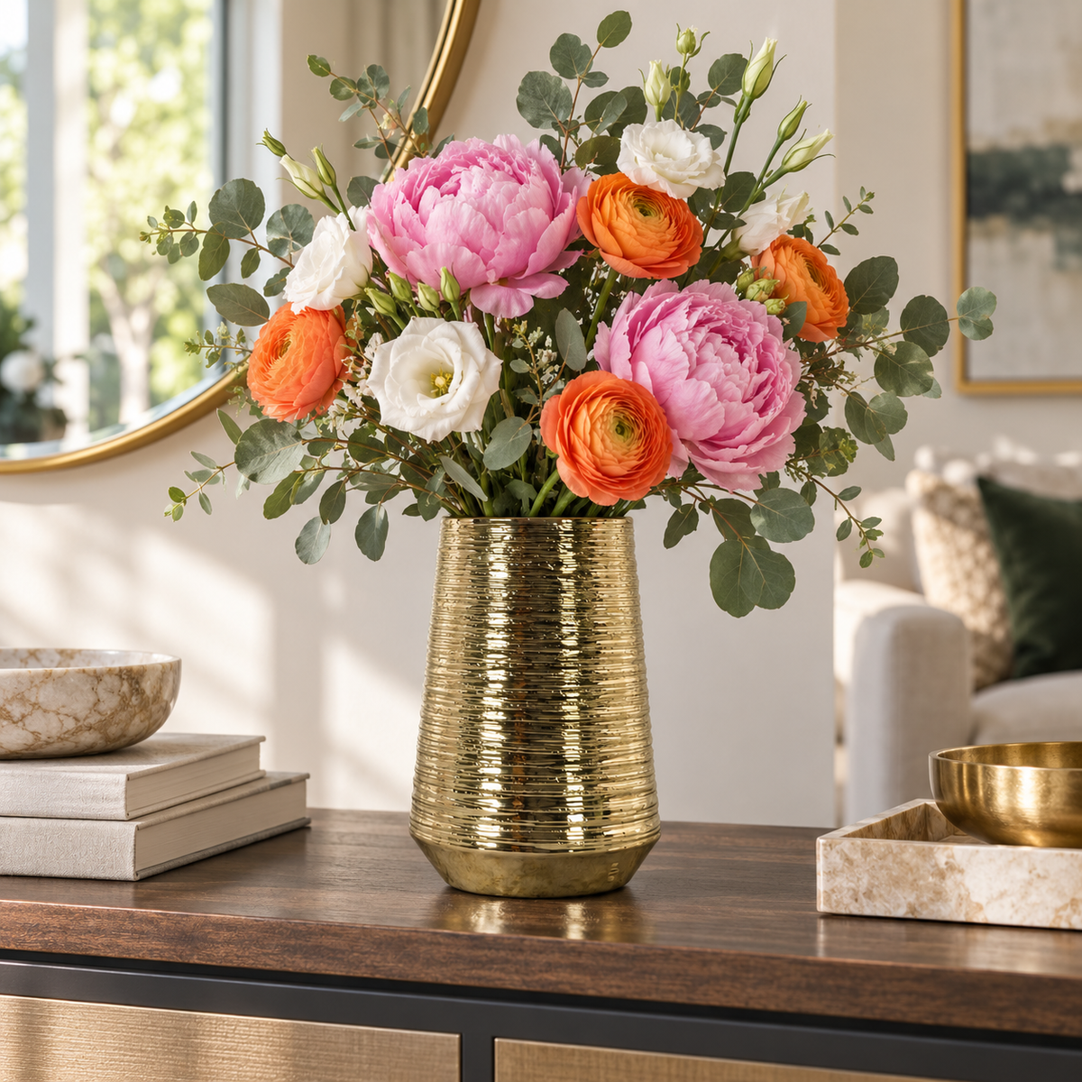 Lynde Combed Electroplated Metallic Vase