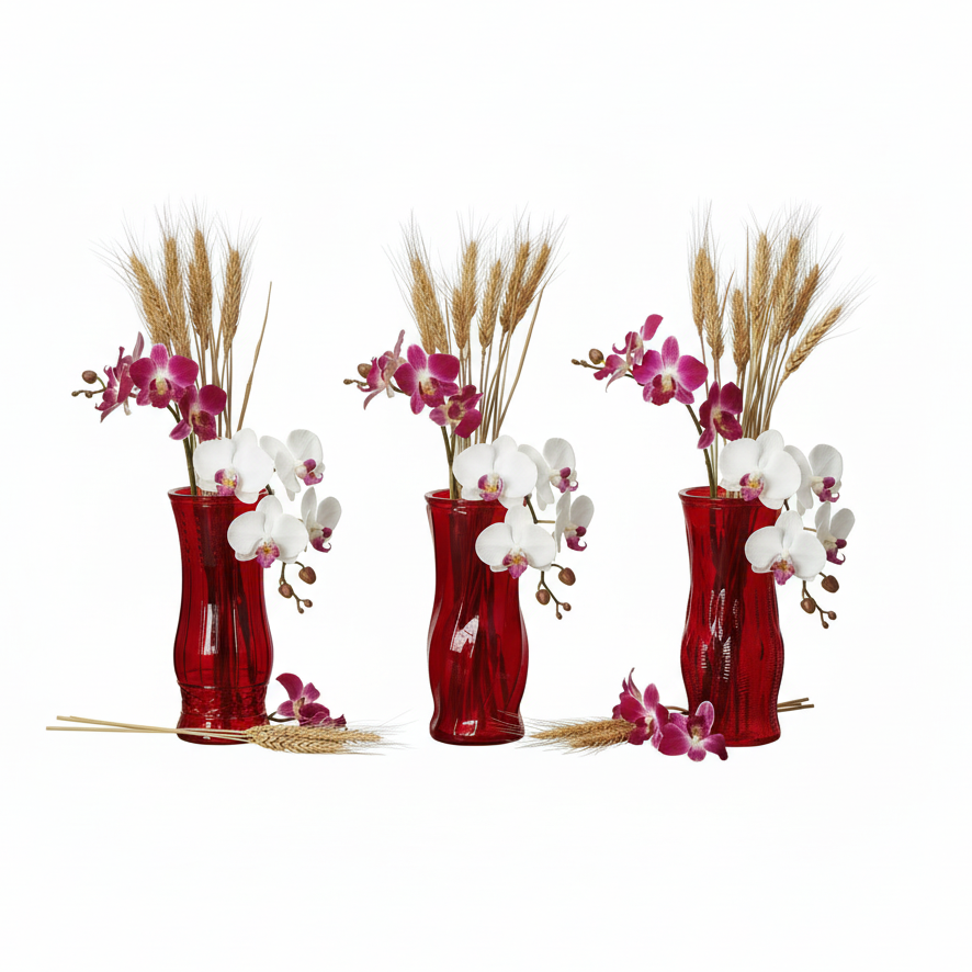 Quara Classic Machine Made Glass Vase – Set of 3