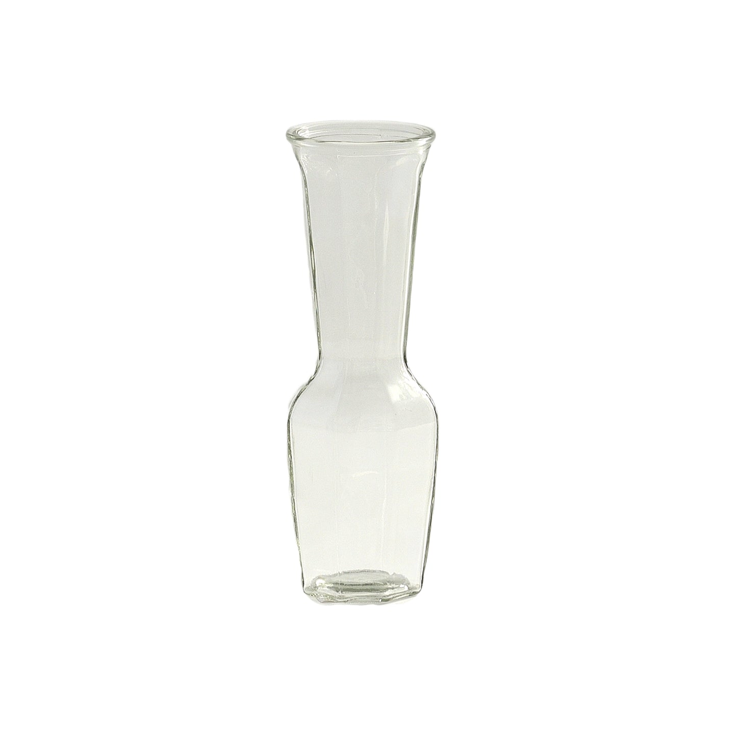 Glass Bud Vase With Hexagon Base-9.00"H-Urban Trends Collection-Clear-Urban Trends Collection