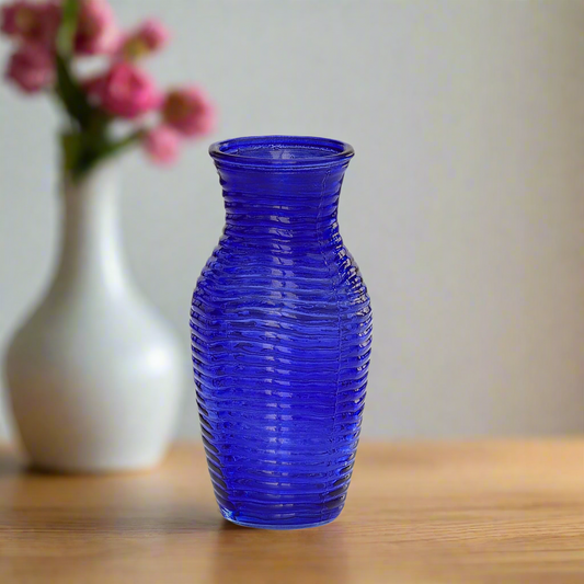 Feliz Ginger Glass Vase with Wave Pattern-Urban Trends Collection-Blue-Urban Trends Collection