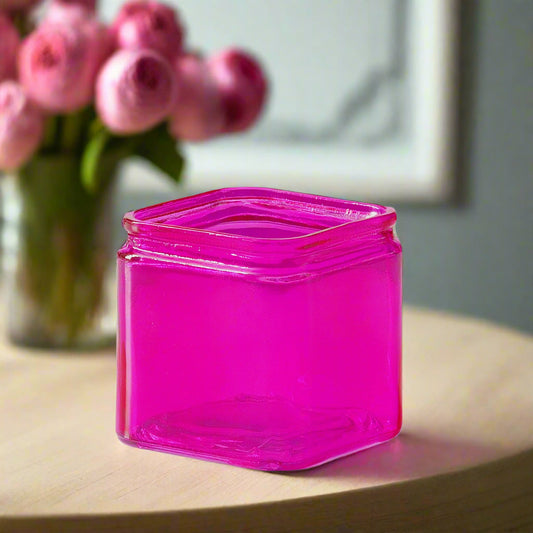Machine Made Glass Cube Vase-5.00''H