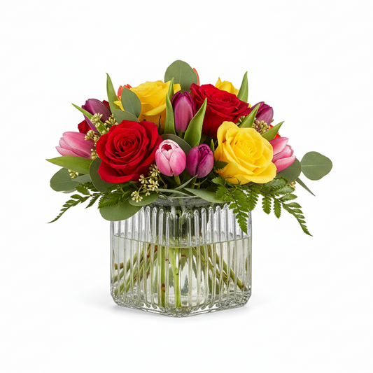 Maisie Fluted Glass Cube Vase