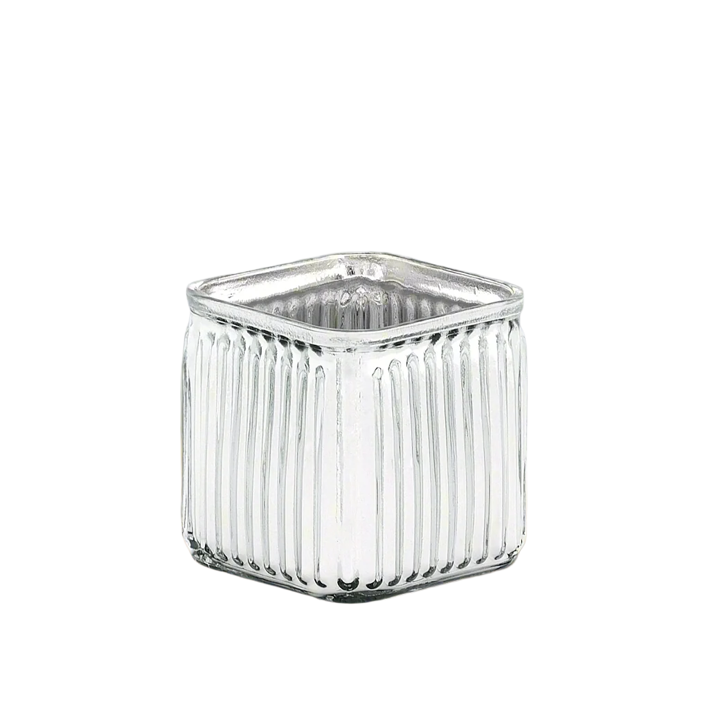 Maisie Fluted Glass Cube Vase-Urban Trends Collection-Urban Trends Collection