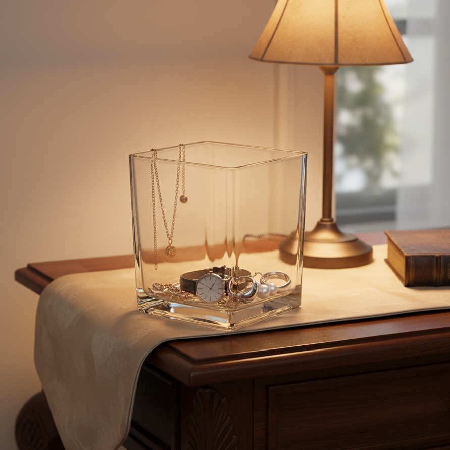 Lizze Clear Glass Cube Vase