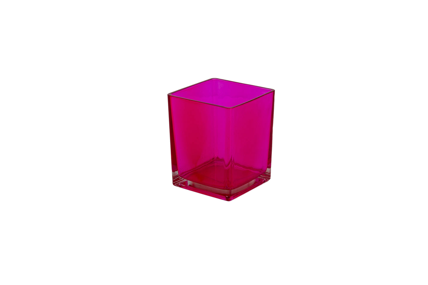 Lizze Clear Glass Cube Vase-Urban Trends Collection-Pink-Urban Trends Collection