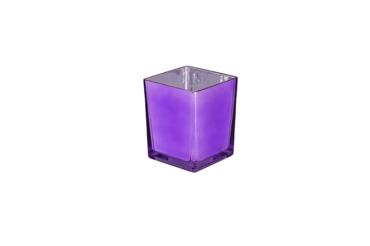Machine Made Glass Cube Vase With Electroplating Inside