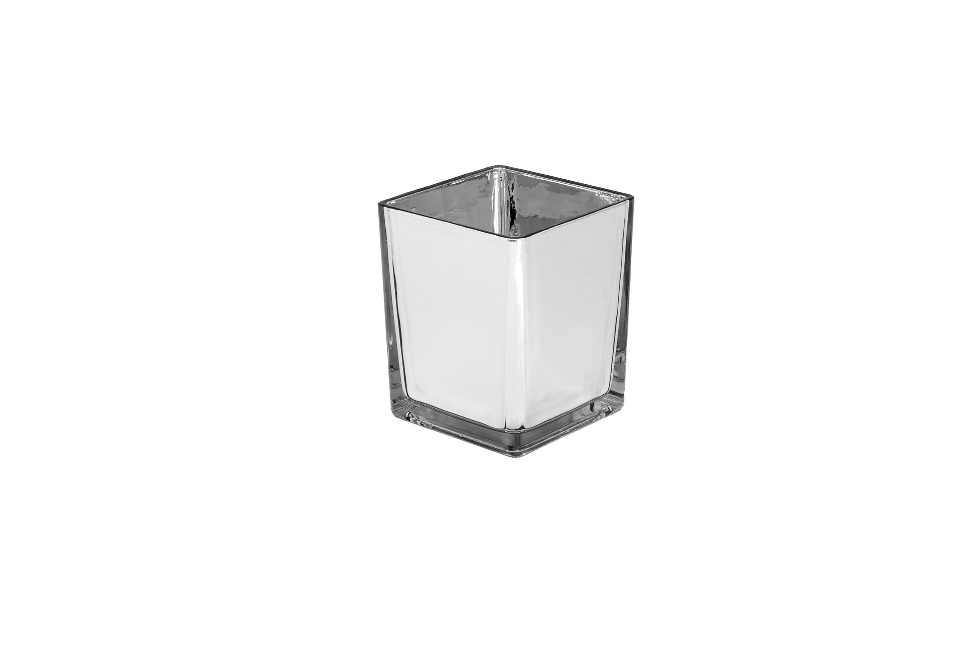 Electra Glass Cube Vase-Urban Trends Collection-Silver-Urban Trends Collection