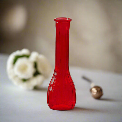 Quira Ribbed Bud Vase-Urban Trends Collection-Red-Urban Trends Collection