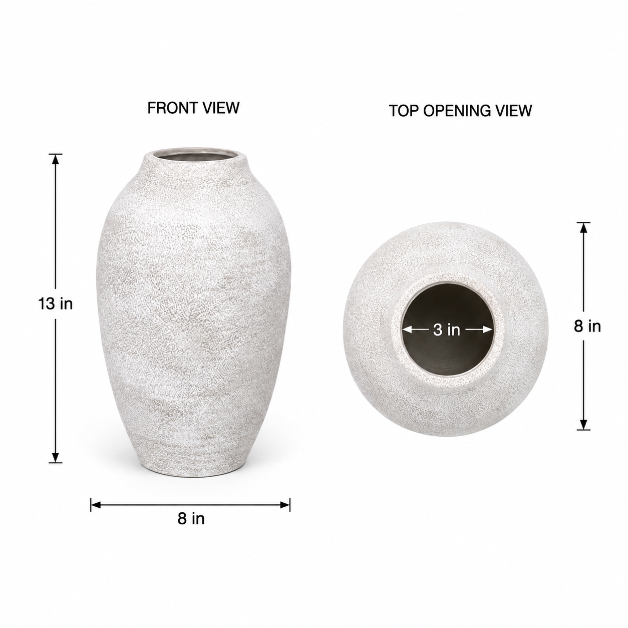 Laci Tall Ovoid Ceramic Vase with Textured Striations