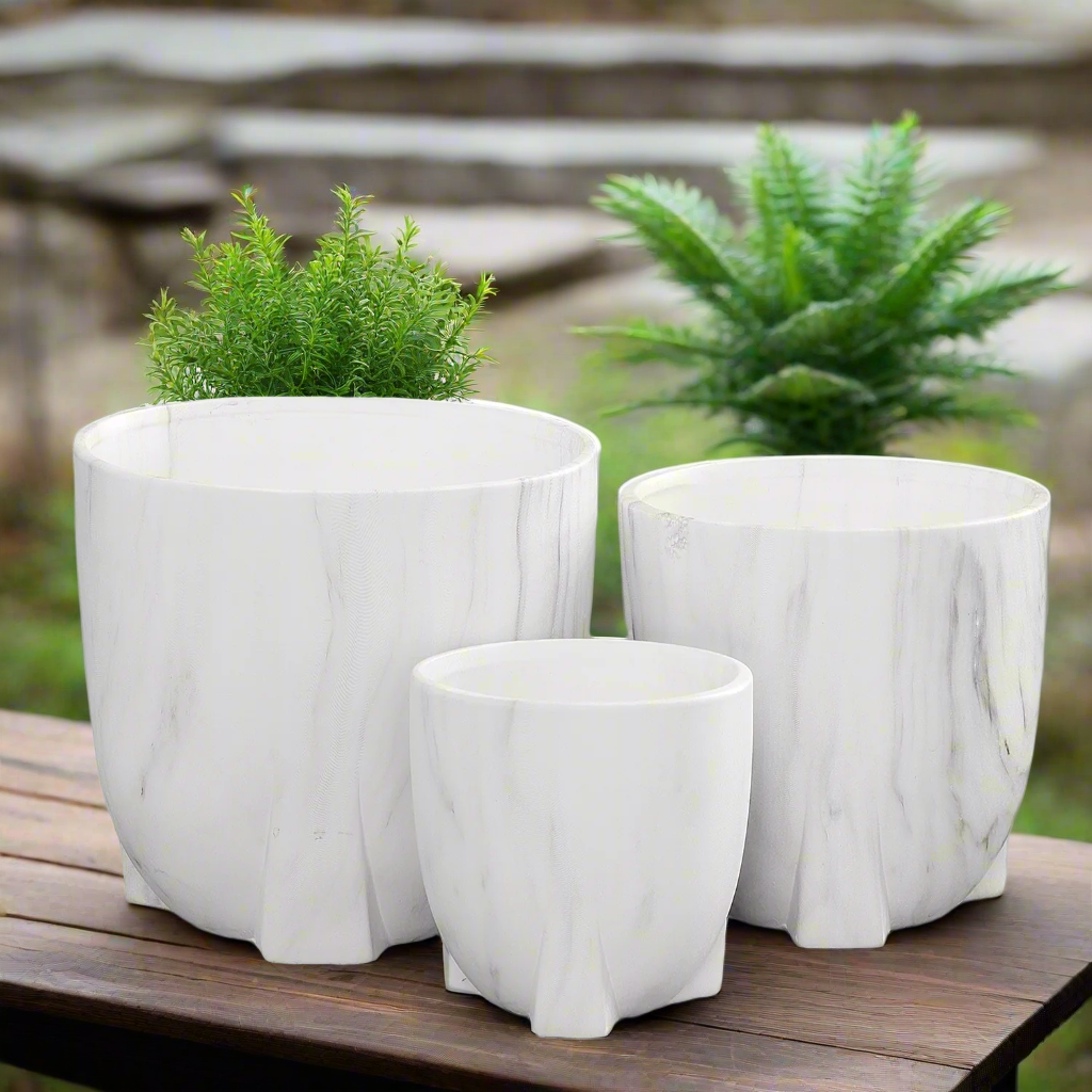 Myora Marble Tripod Planter Set (Set of 3)