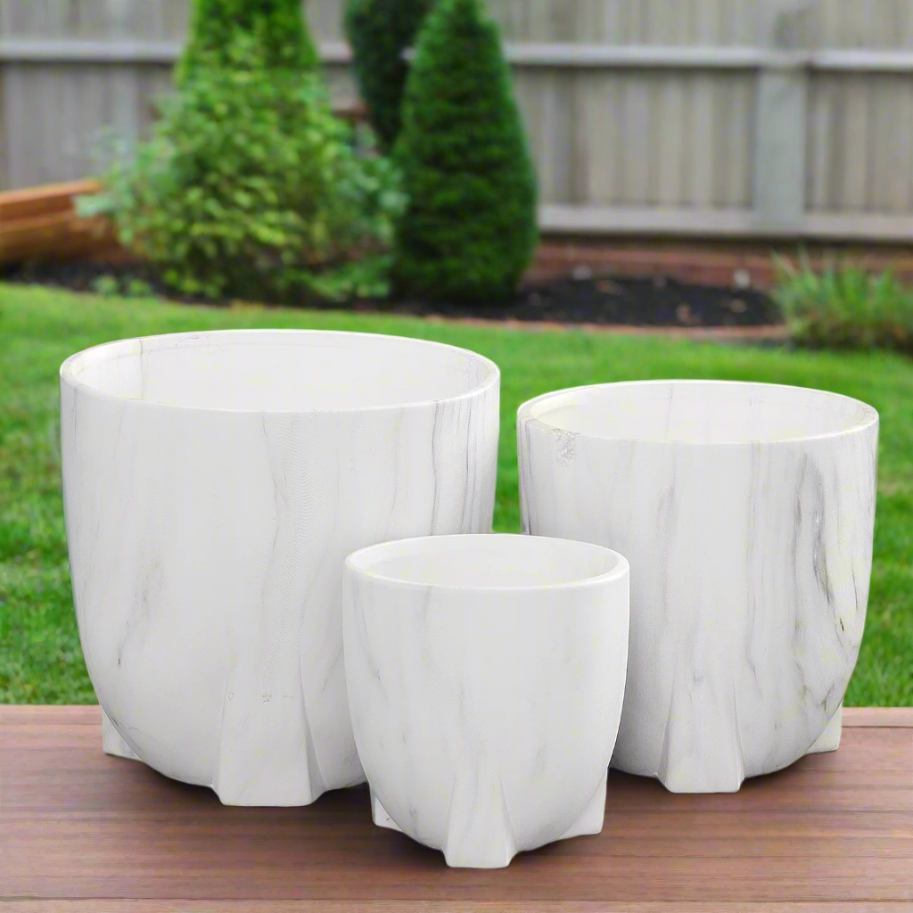 Myora Marble Tripod Planter Set (Set of 3)