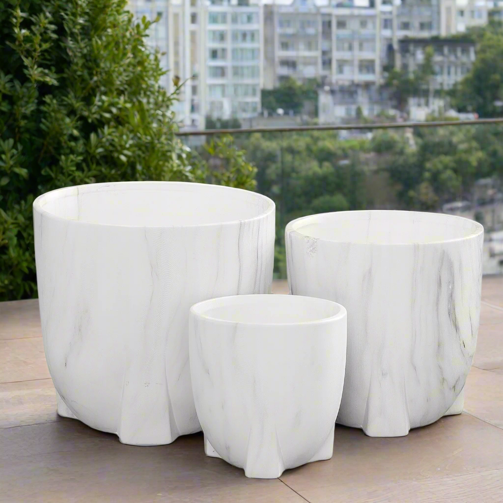 Myora Marble Tripod Planter Set (Set of 3)