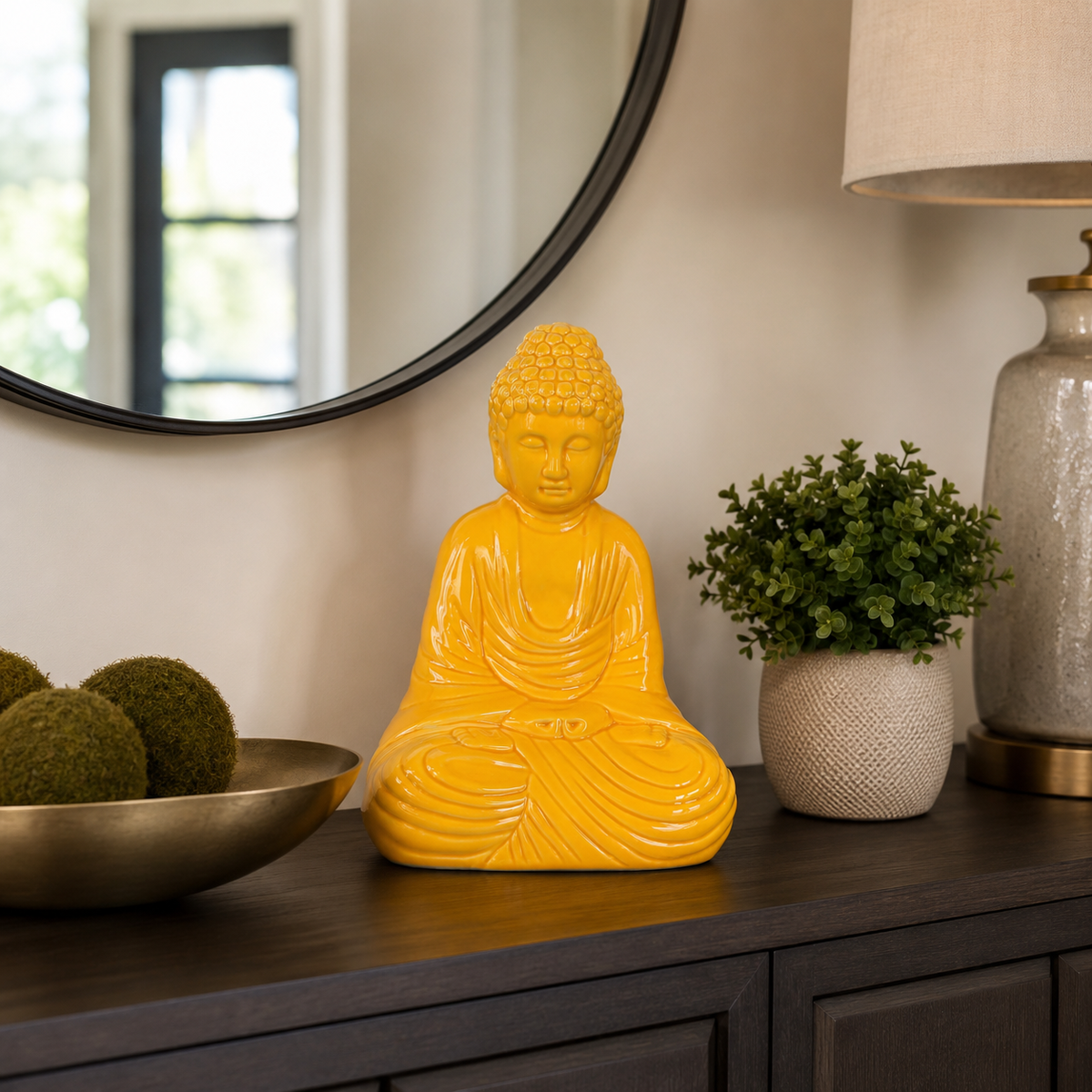 Noam Meditating Buddha Ceramic Figurine