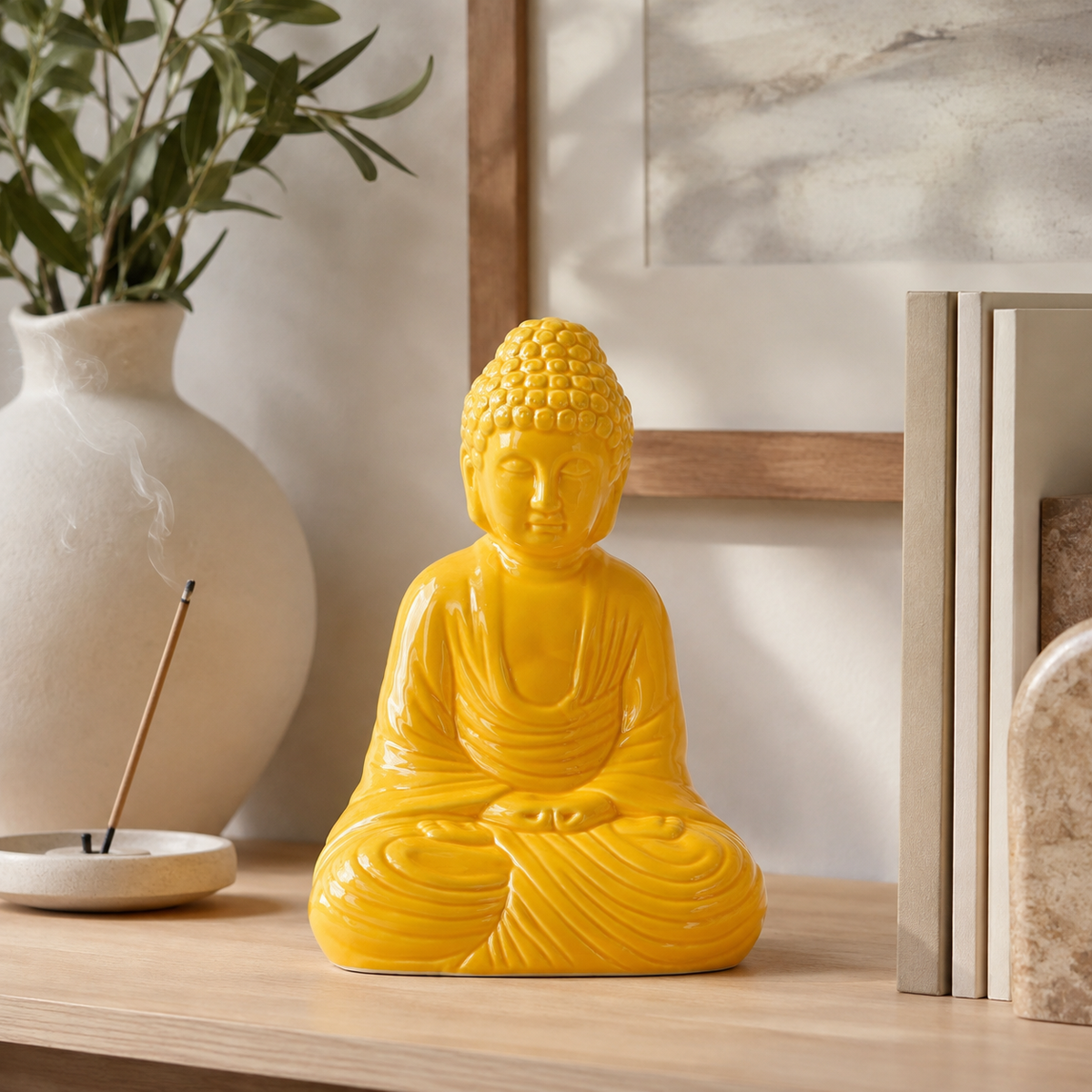 Noam Meditating Buddha Ceramic Figurine
