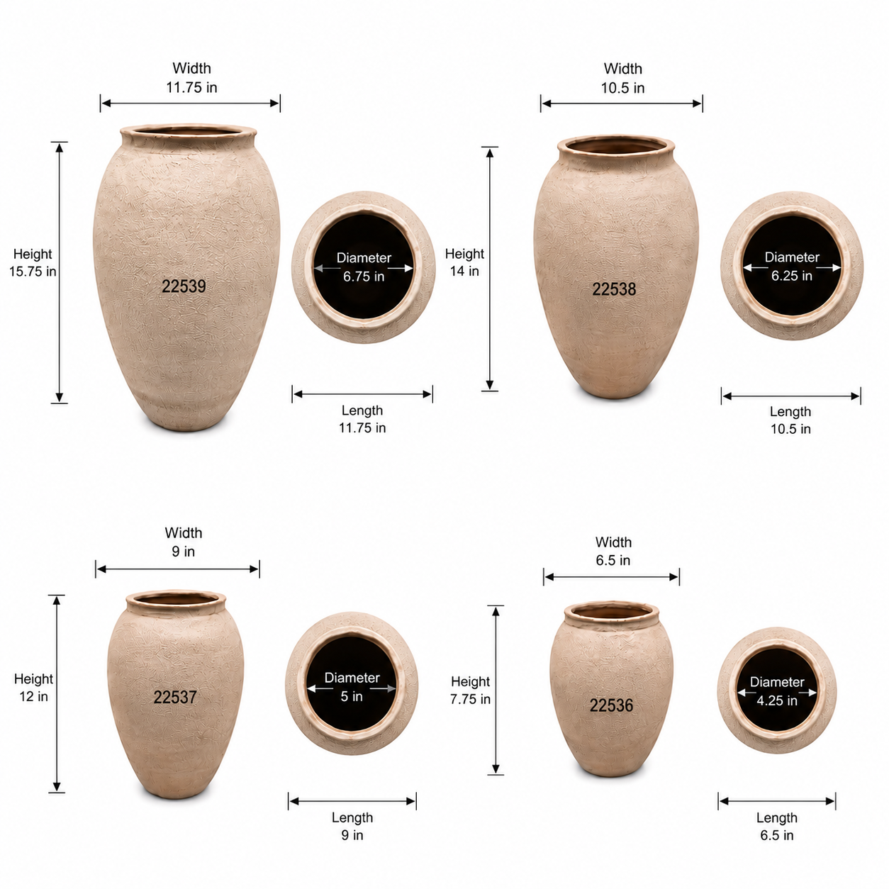 Ori Amphora-Style Textured Ceramic Vase