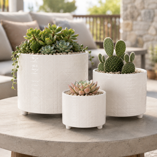 Ovie Diamond Ceramic Planters (Set of 3)