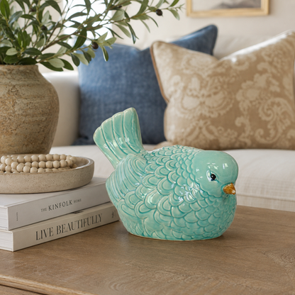 Peonie Glossy Porcelain Bird Figurine