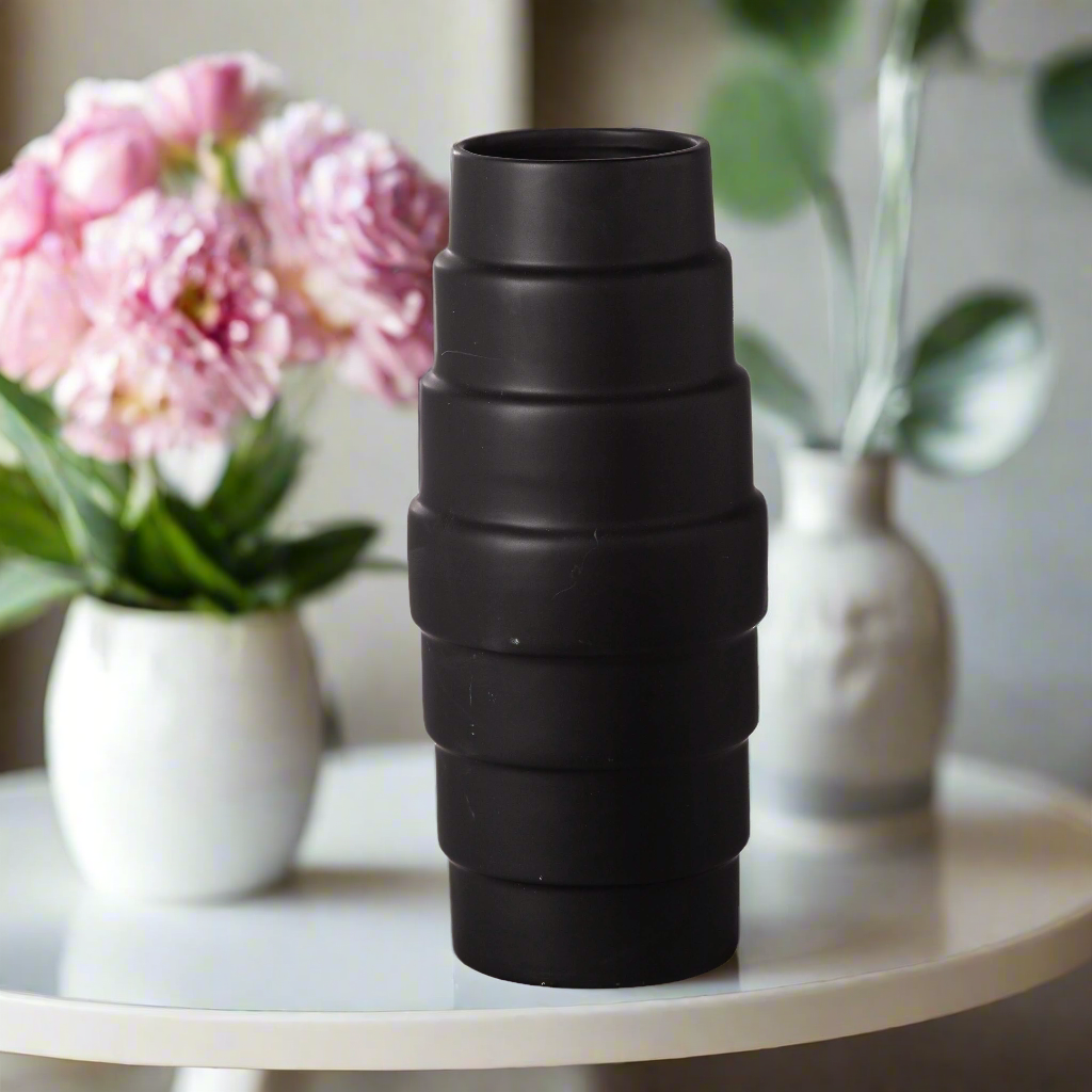 Rhenna Layered Design Round Ceramic Vase