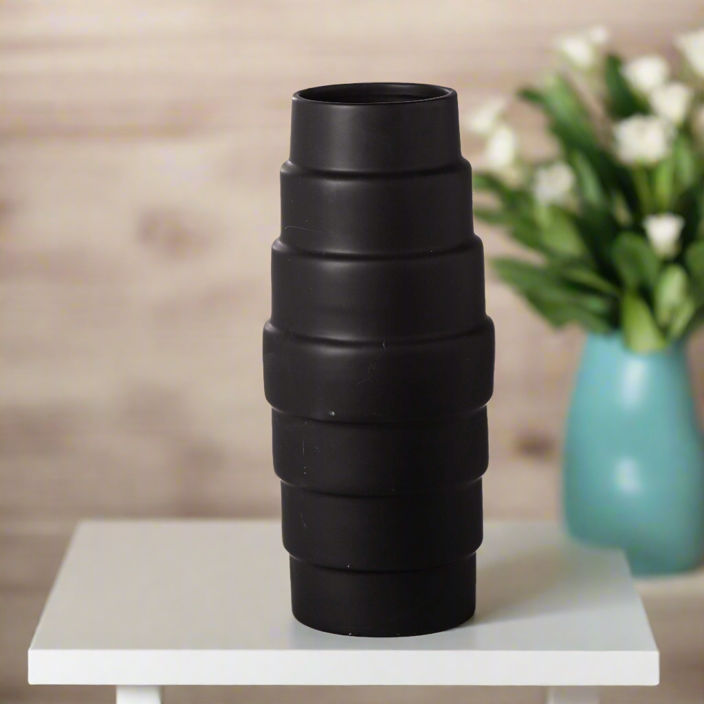 Rhenna Layered Design Round Ceramic Vase