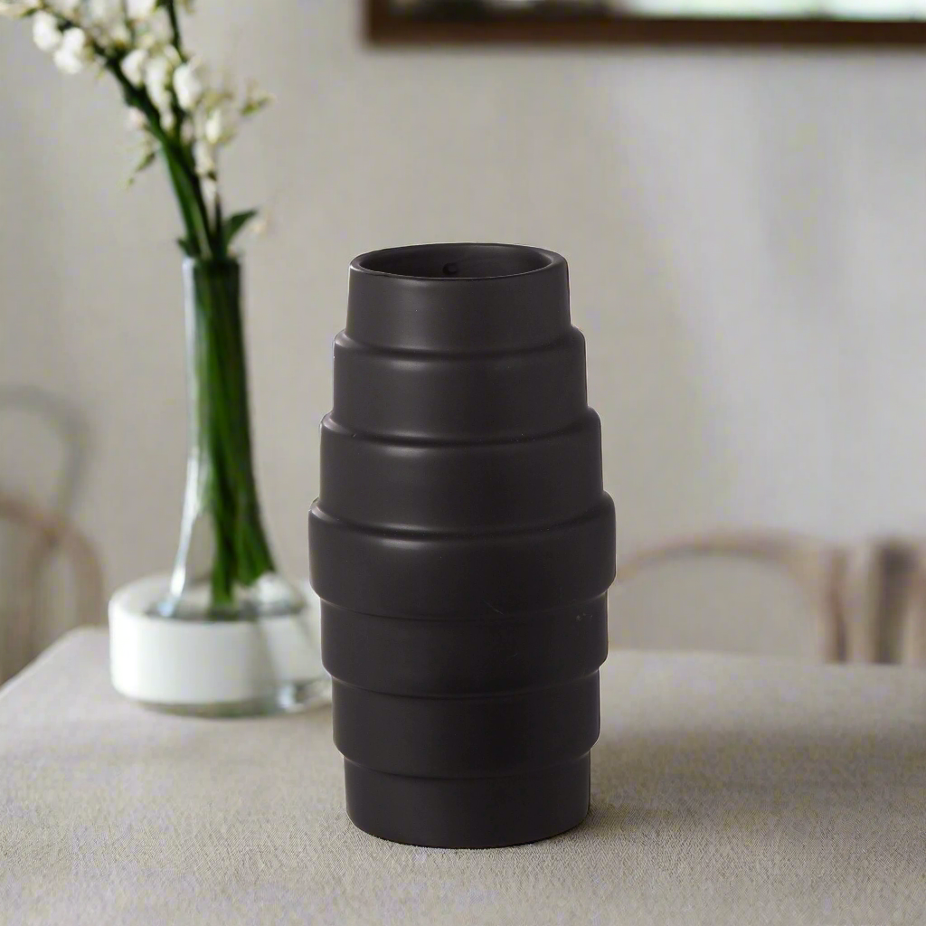Rhenna Layered Design Round Ceramic Vase