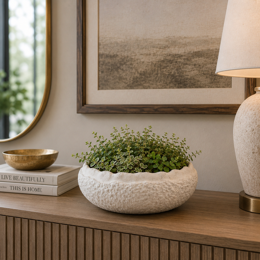 Rora Textured Ceramic Bowl Planter