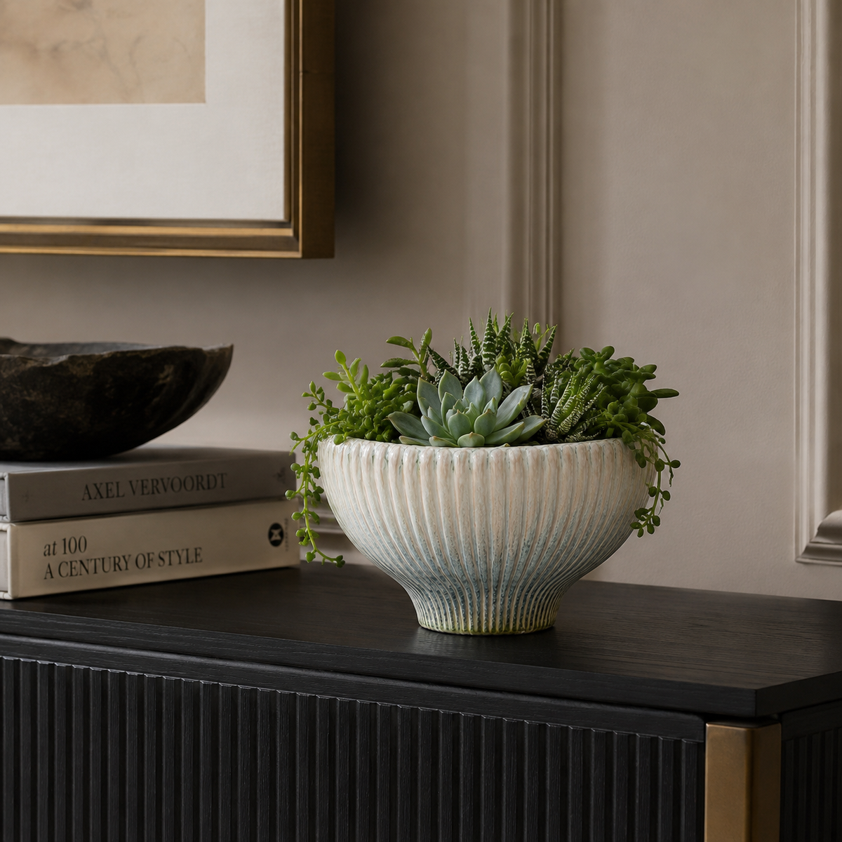 Ryze Fluted Footed Ceramic Bowl