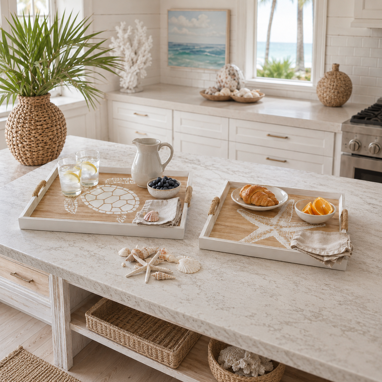 Saba Coastal Wood Serving Trays (Set of 2)