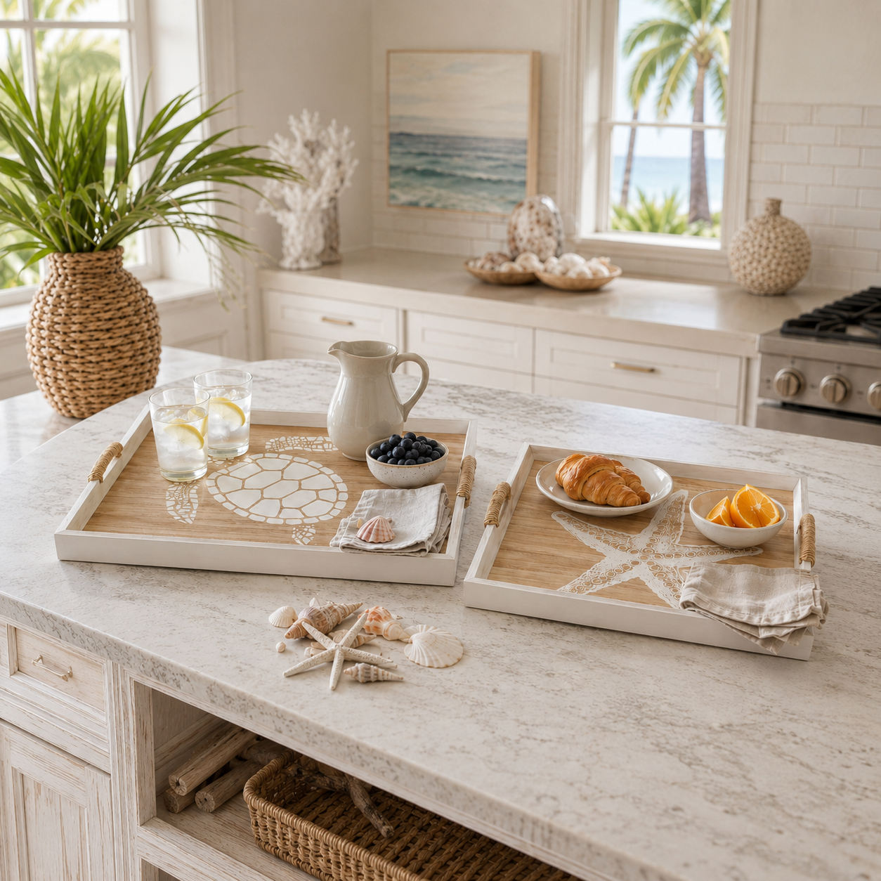 Saba Coastal Wood Serving Trays (Set of 2)