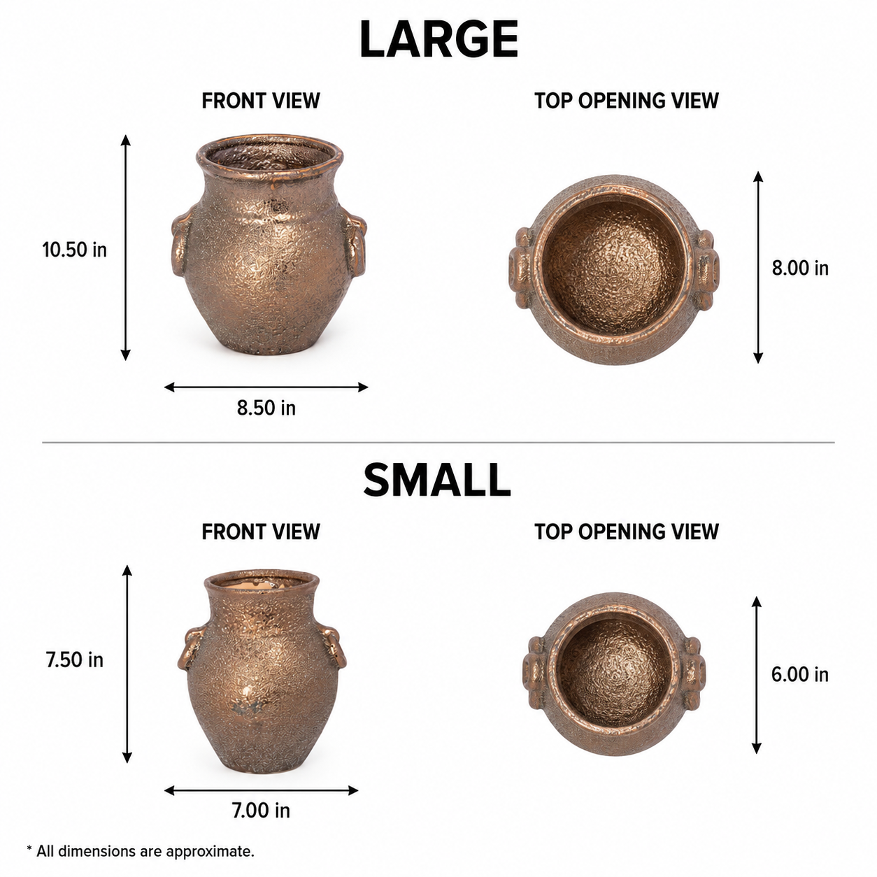 Silvania Ceramic Lava Texture Amphora Urn Vase with Decorative Loop Handles