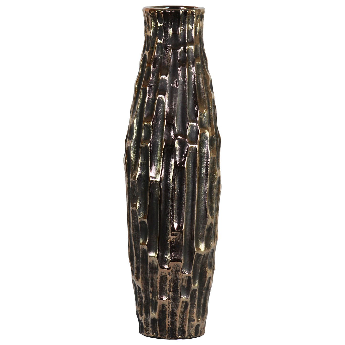 Decorative vase with textured surface on a white background