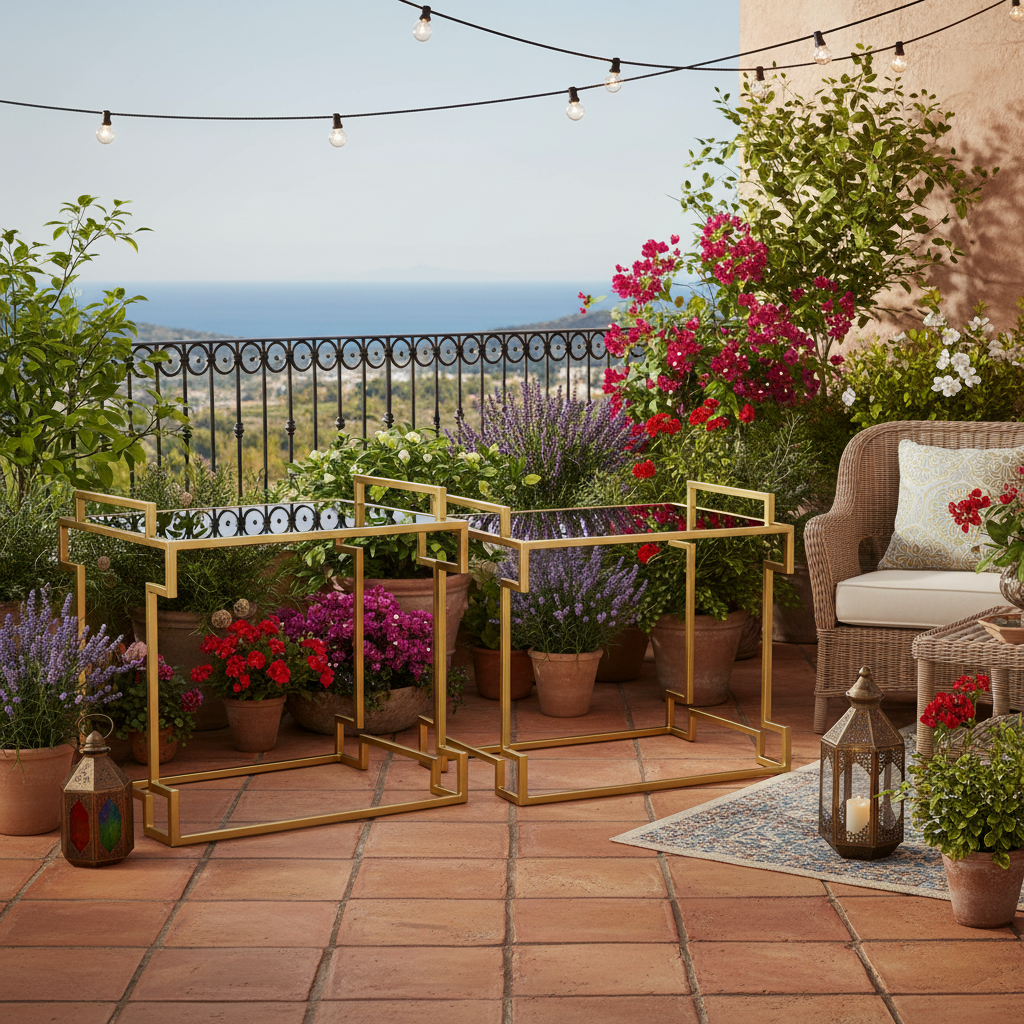 Lexi Metal Rectangular Nesting Accent Table Set (Set of 2)