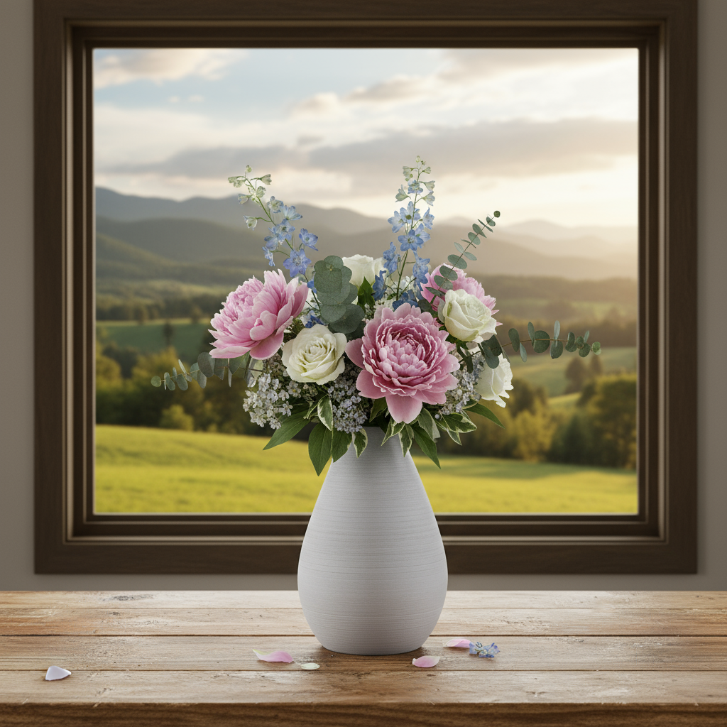 Nakiyah Ceramic Bellied Round Vase with Small Mouth