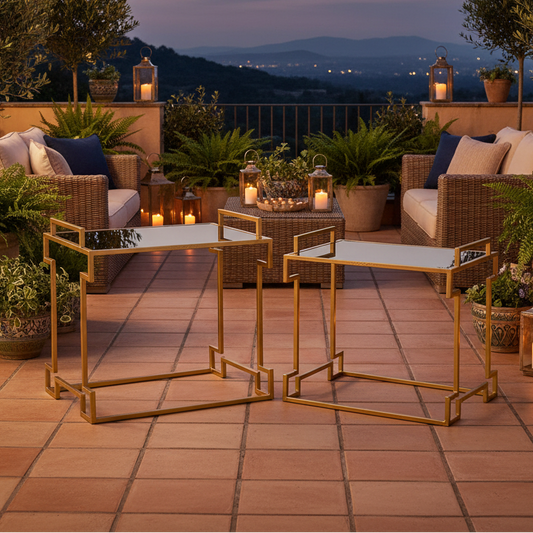 Lexi Metal Rectangular Nesting Accent Table Set (Set of 2)