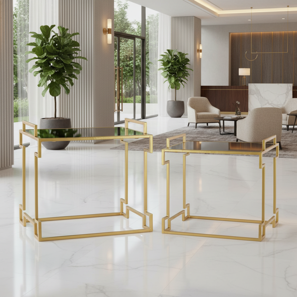 Lexi Metal Rectangular Nesting Accent Table Set (Set of 2)