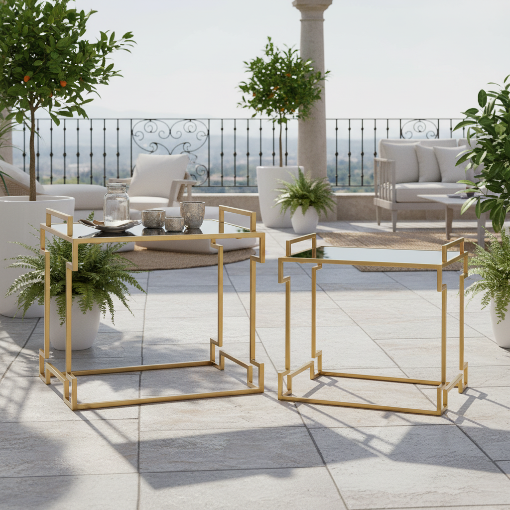 Lexi Metal Rectangular Nesting Accent Table Set (Set of 2)