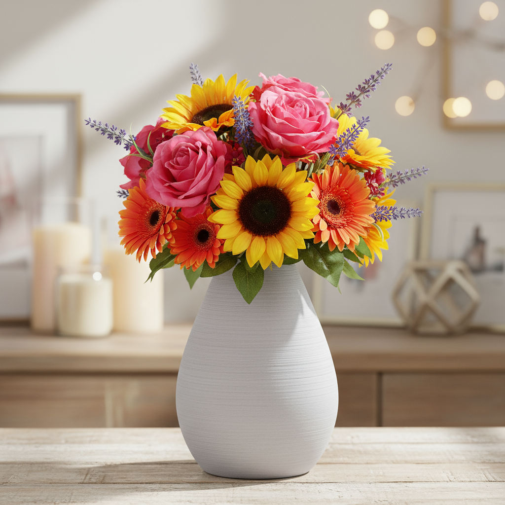 Nakiyah Ceramic Bellied Round Vase with Small Mouth