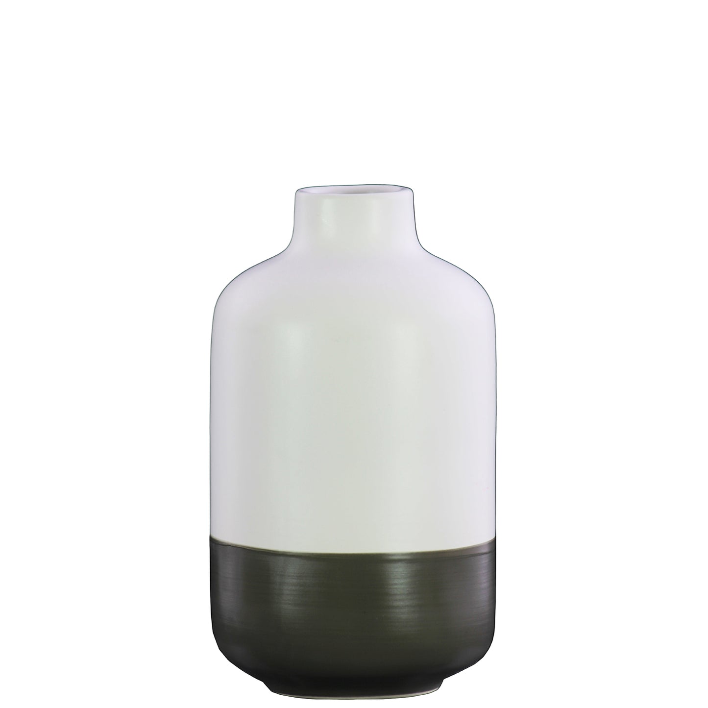 Bray Ceramic Round Bottle Vase with Banded Rim Base