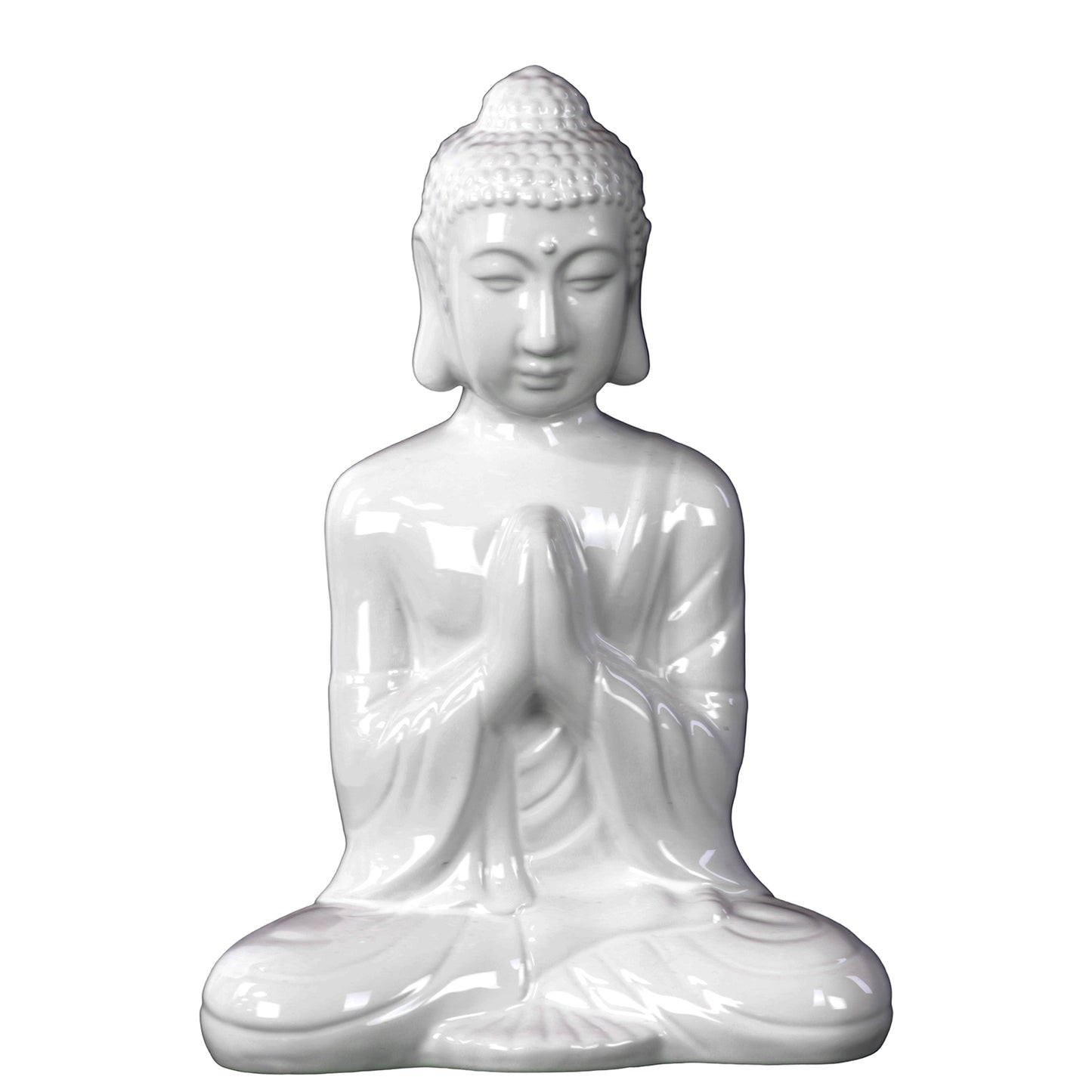 Sienna Ceramic Meditating Buddha Figurine in Anjali Mudra