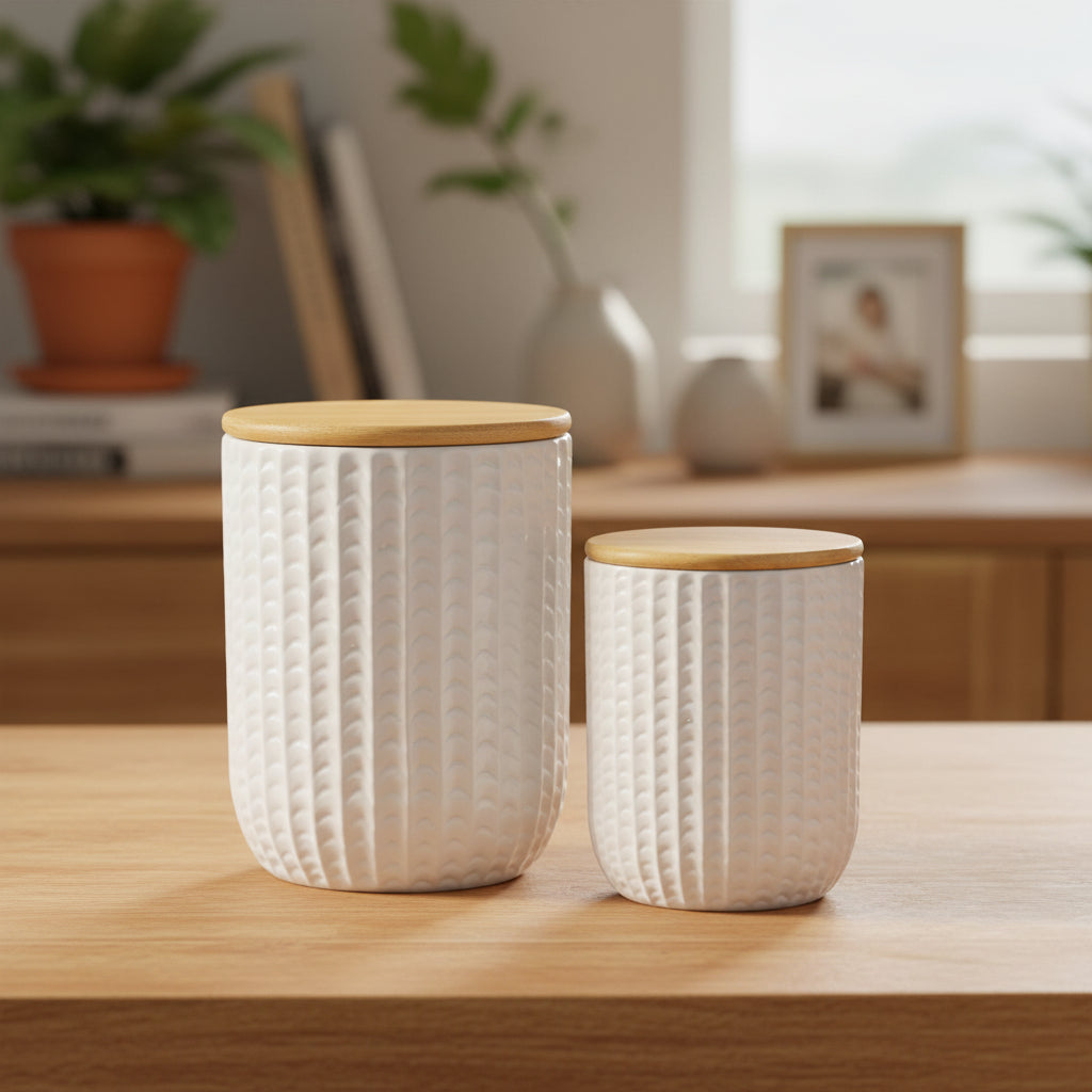 Javana Ceramic Round Canister (Set of 2)