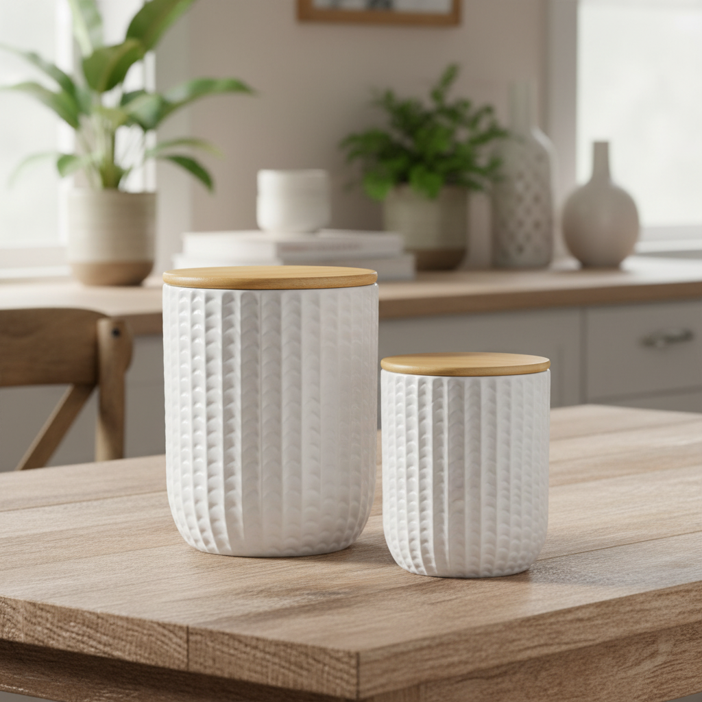 Javana Ceramic Round Canister (Set of 2)