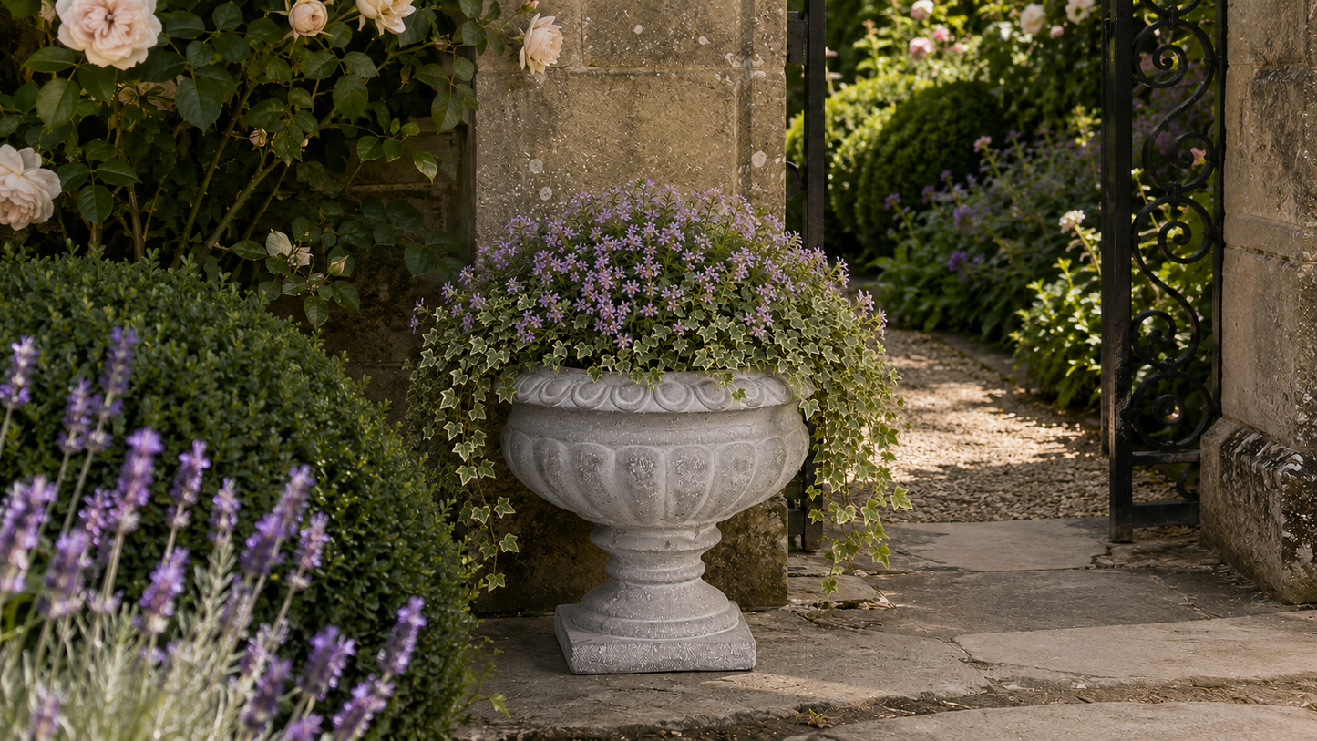 Niomie Cement Low Classic Urn Vase with Tapered Bottom