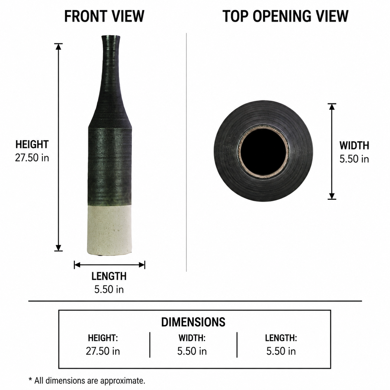 Zeliha Ceramic Bottle Vase with Combed Design