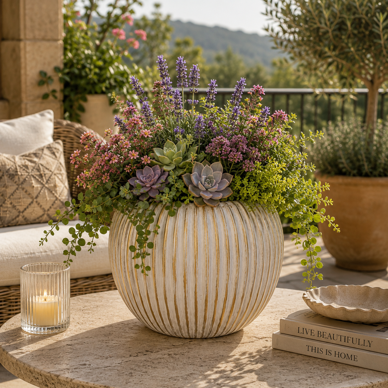 Ziana Ribbed Ovoid Ceramic Vase