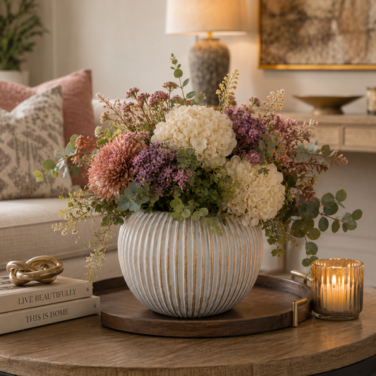 Ziana Ribbed Ovoid Ceramic Vase