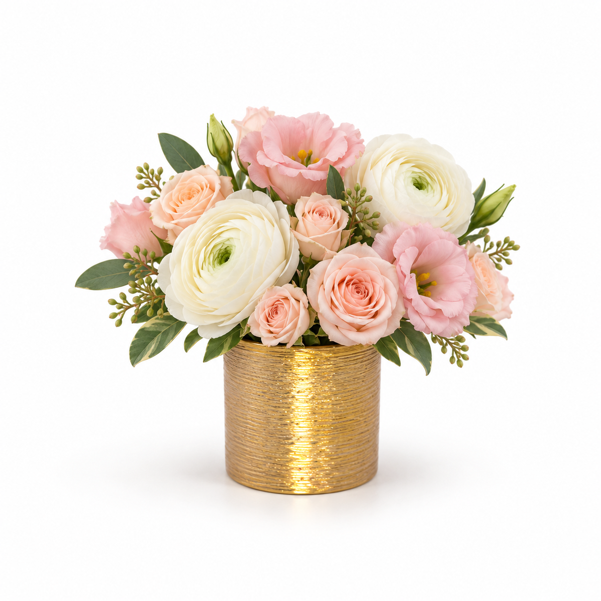 Gweyz Brushed Round Mini Vase in Gold