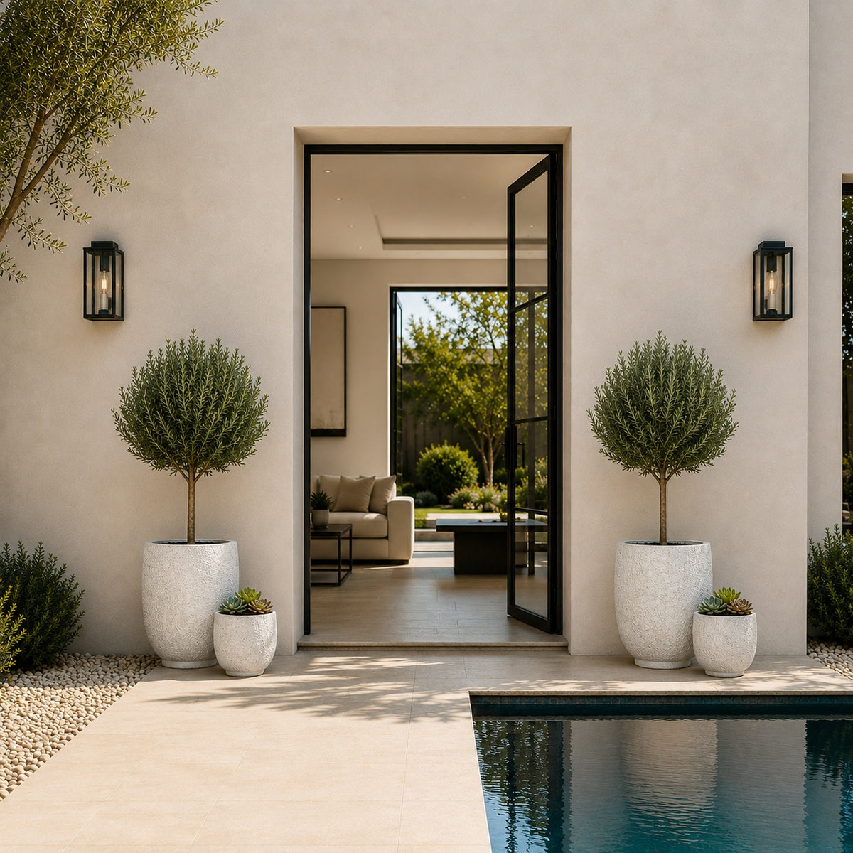 Irina Cylinder Planters with Pedestal Base (Set of 2)