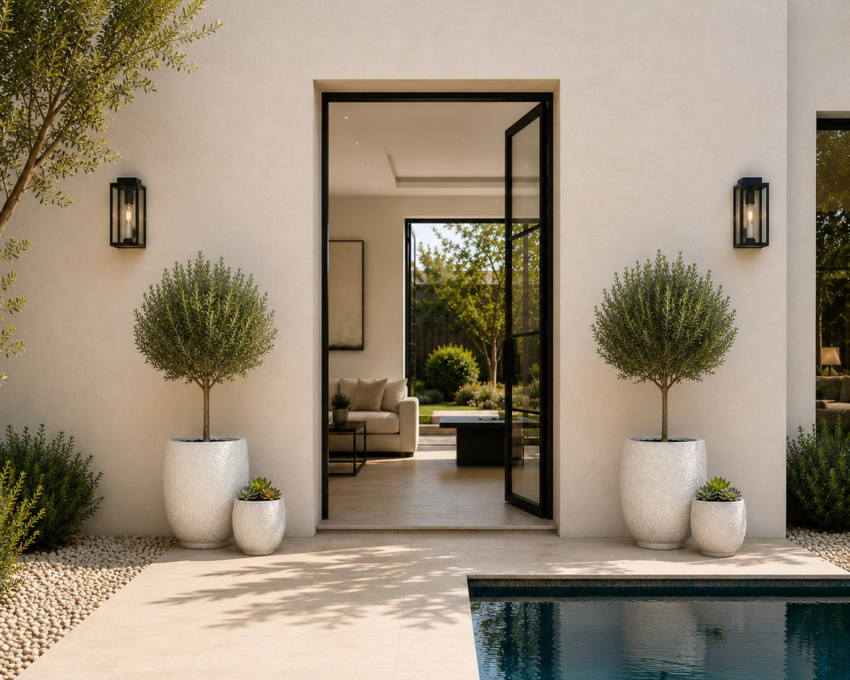 Irina Cylinder Planters with Pedestal Base (Set of 2)