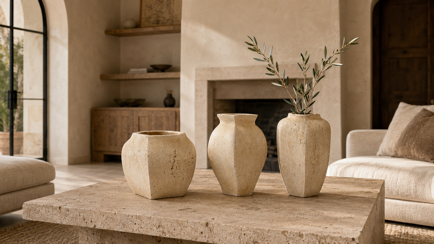 Misu Handcrafted Faceted Terracotta Planter Vase