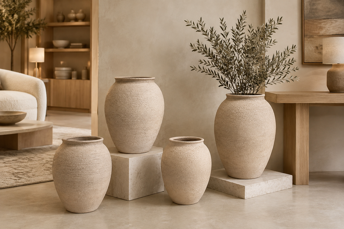 Ori Amphora-Style Textured Ceramic Vase