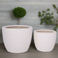 Beylin White Gloss Ceramic Planter Set (Set of 2)